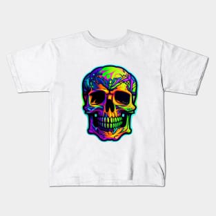 Colorful melting Skull head design #4 Kids T-Shirt
